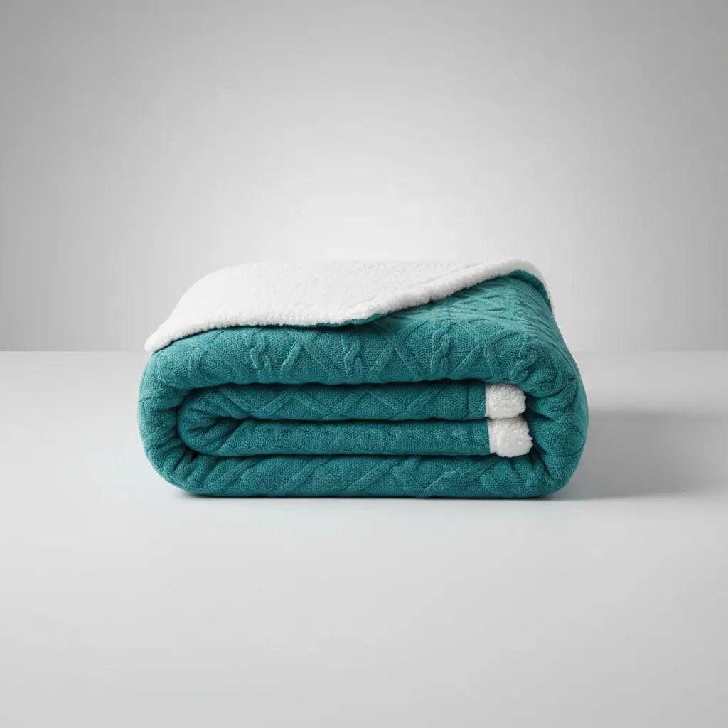 Frazada W.mg Trensado 2 Plazas 230x200 Cm Ligera 1.65 Kg Turquesa-5