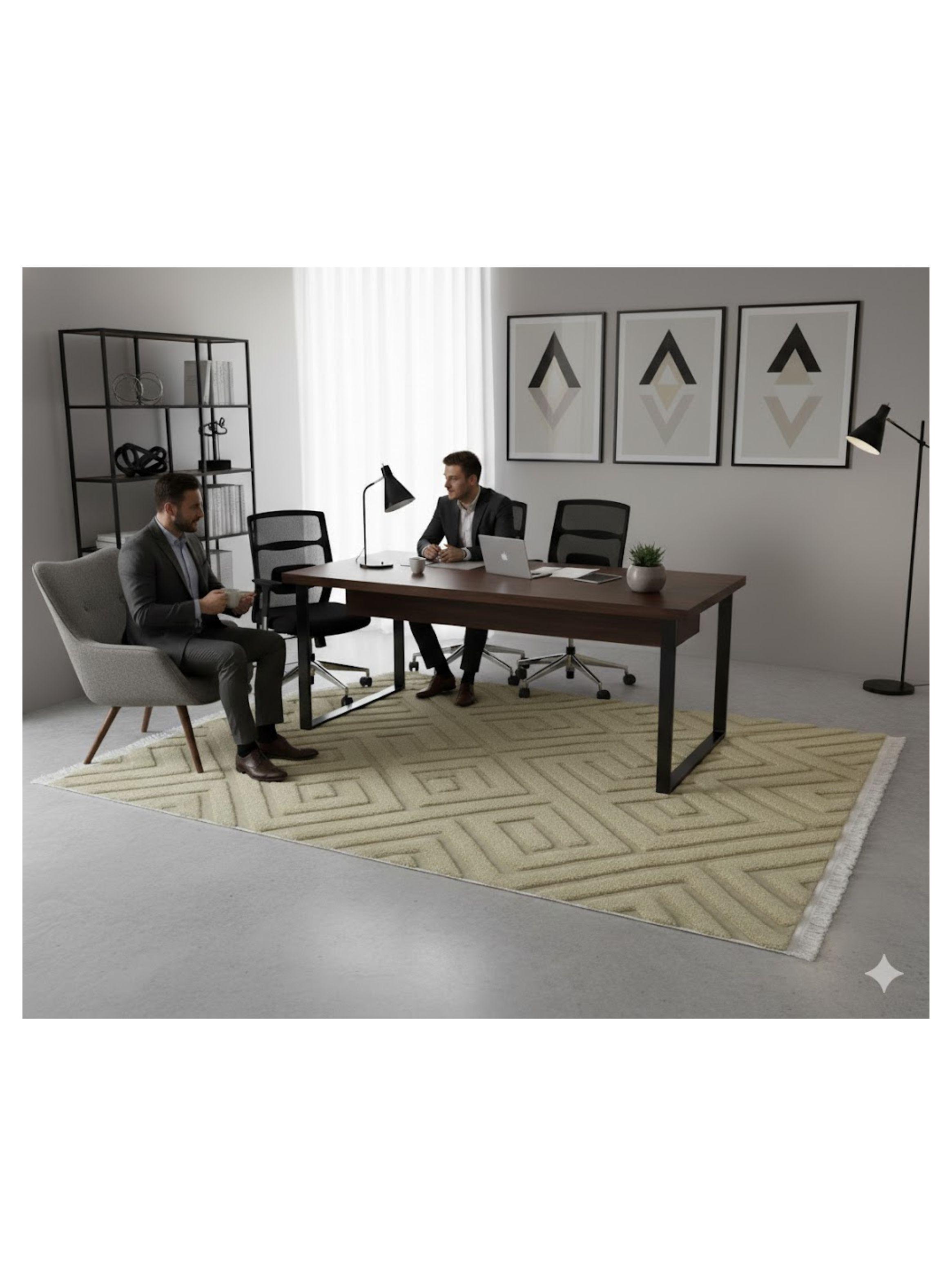 ALFOMBRA JACQUARD CON FLECO 200X240 PATRON LABERINTO EN RELIEVE FEIYA-3