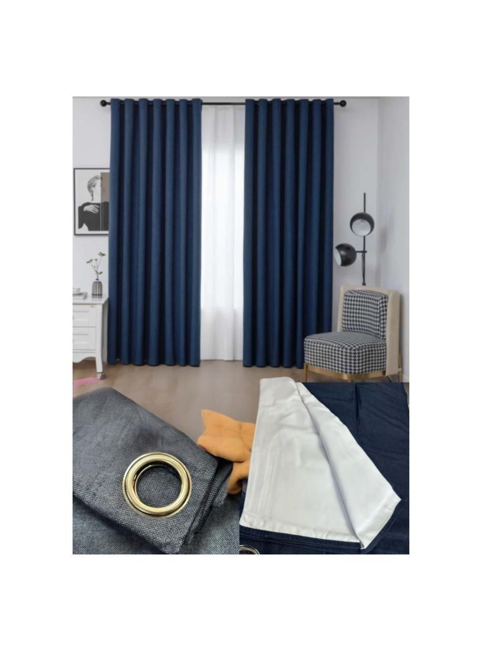 Cortina Blackout 100% 2 Paños 140x230cm color azul-2
