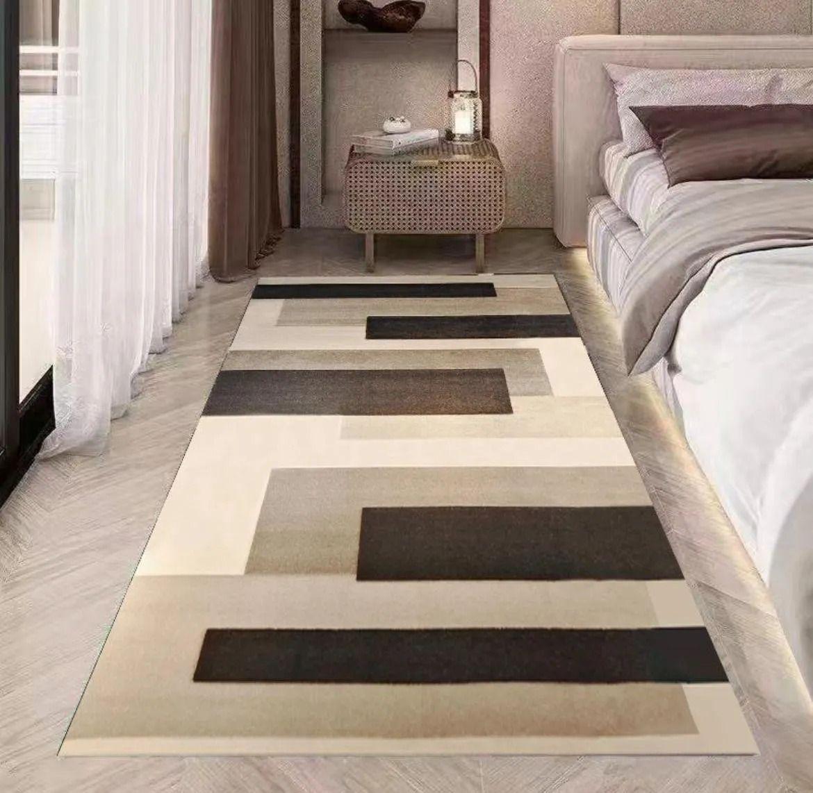 Alfombra Pasillera 3d Decorativa W.m G Moderna 1.8 M 60 Cm Cafe Con Beige-2