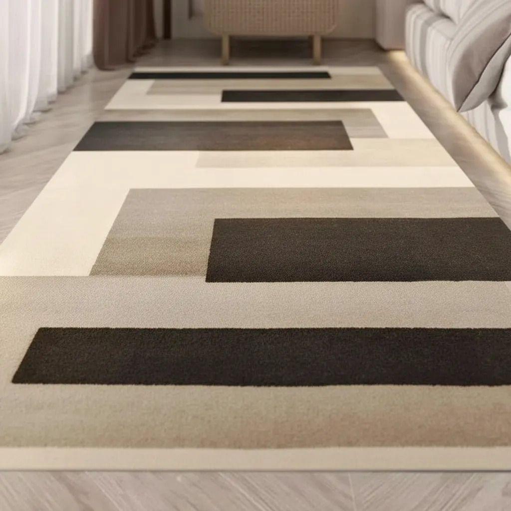 Alfombra Pasillera 3d Decorativa W.m G Moderna 1.8 M 60 Cm Cafe Con Beige-4