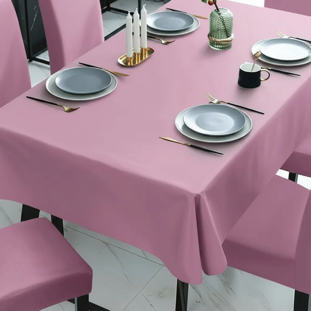 Mantel Rectangular 1.5x2.3 Mas 6 Fundas De Sillas W.m G Z Rosado Liso-2