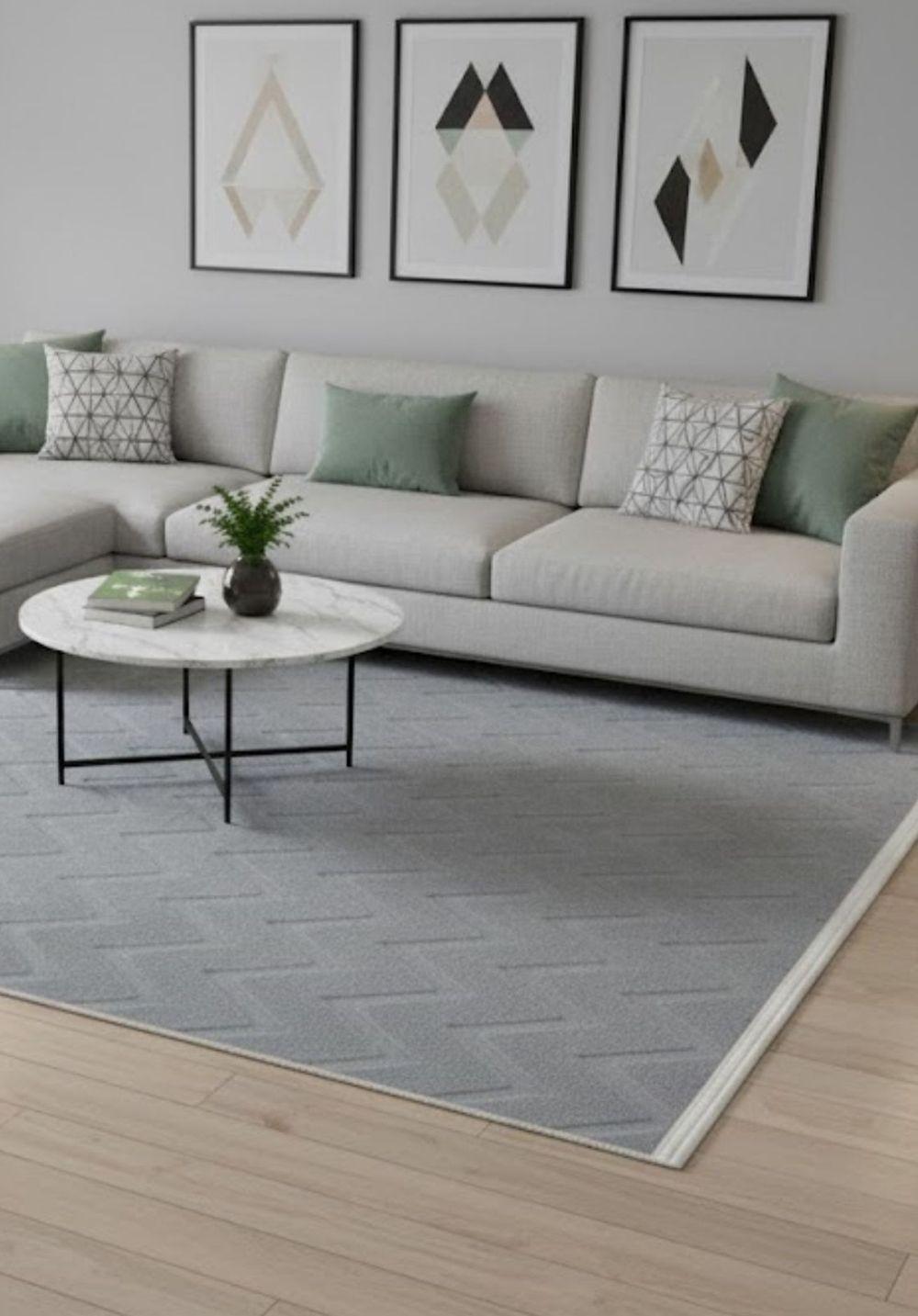 Alfombra Jacquard De Flecos Gris Patron Zigzag Con Relieve 200x240 feiya-2