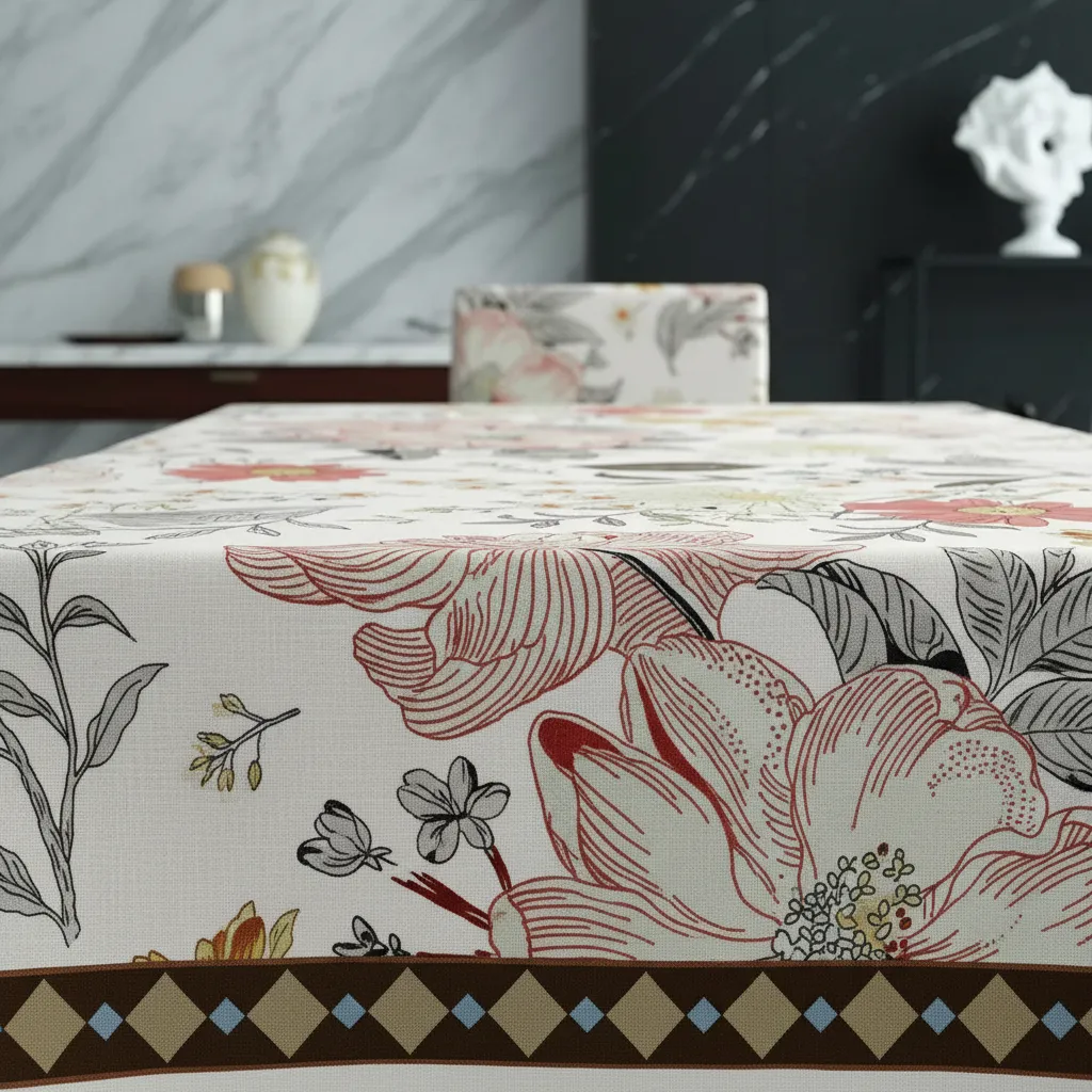 Mantel Rectangular 1.5x2.3 Mas 6 Fundas De Sillas W.m G Z Beige Flores-4