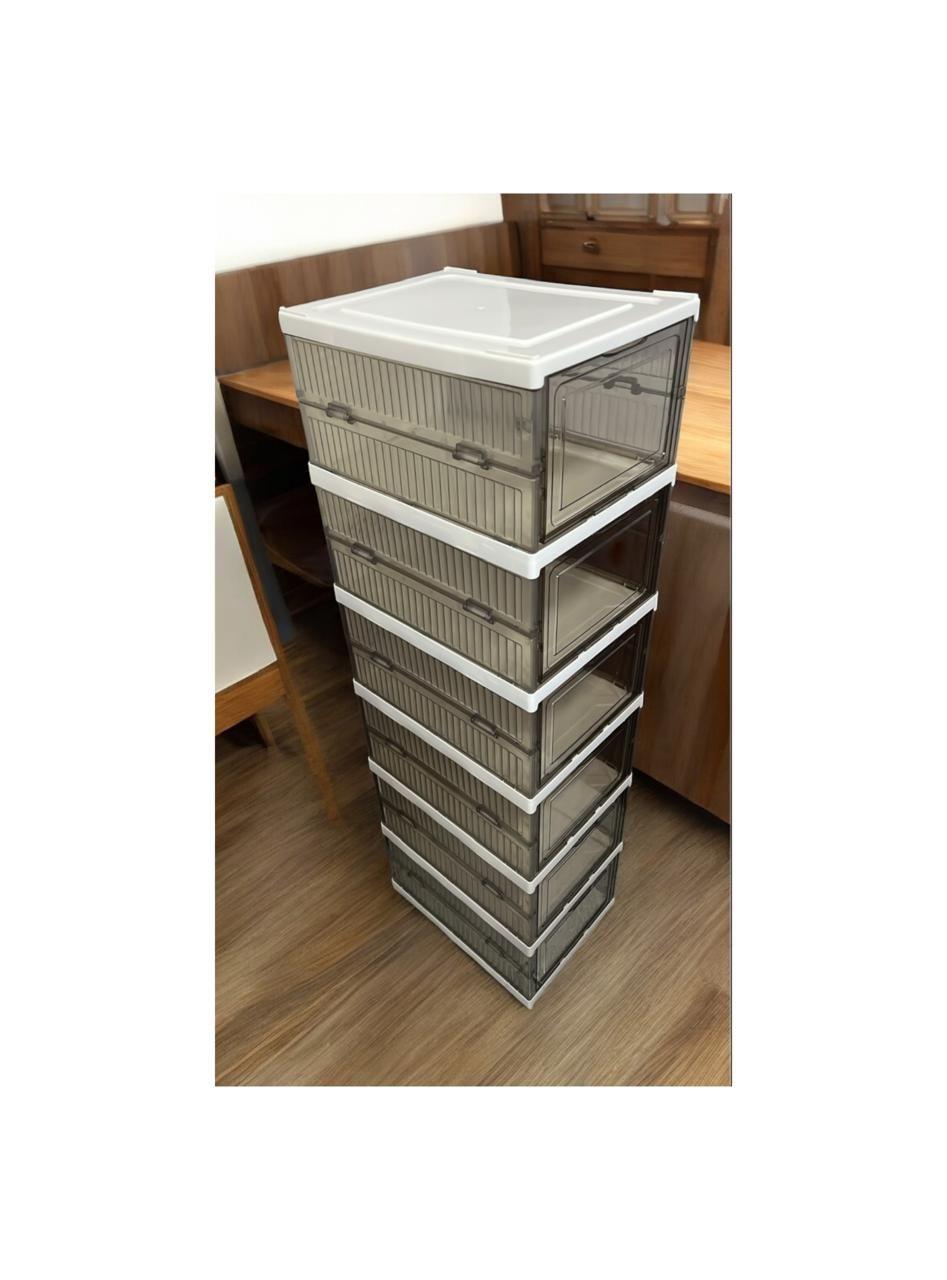 Zapatero 6 cajas Contenedor plegable apilable Organizadores-1