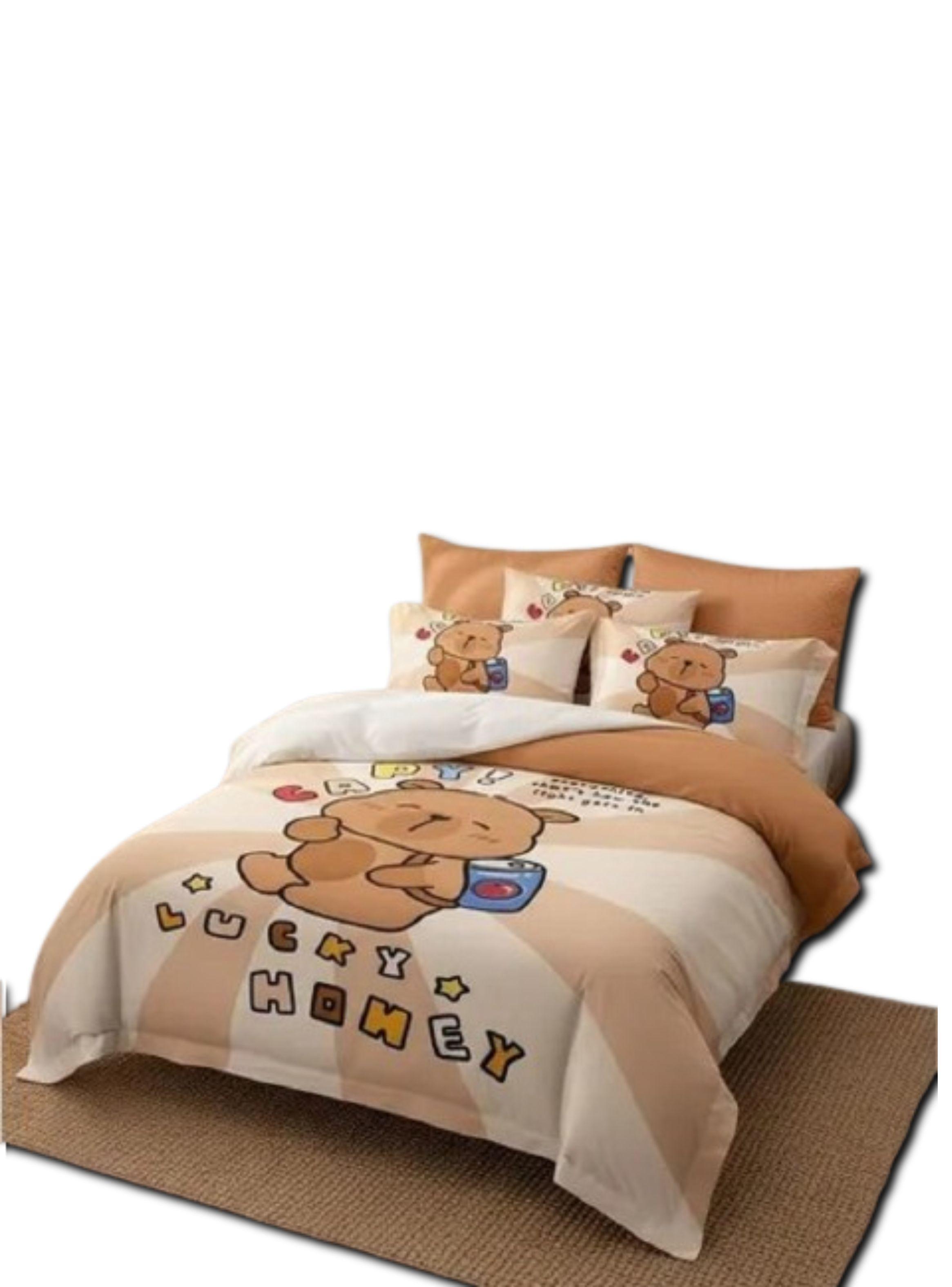 CUBRECAMA INFANTIL PLAZA Y MEDIA TIERNO OSITO CAFE  QUILT VERANO ALONSO-1