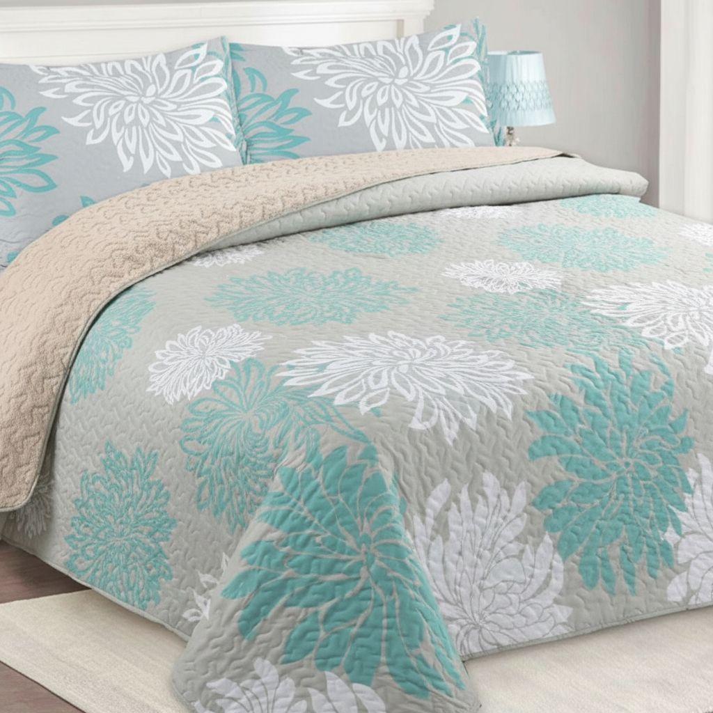 Cubrecama Quilt Sherpa 1.5 - Varios Modelos W.m G Azul Acero Diseño-4