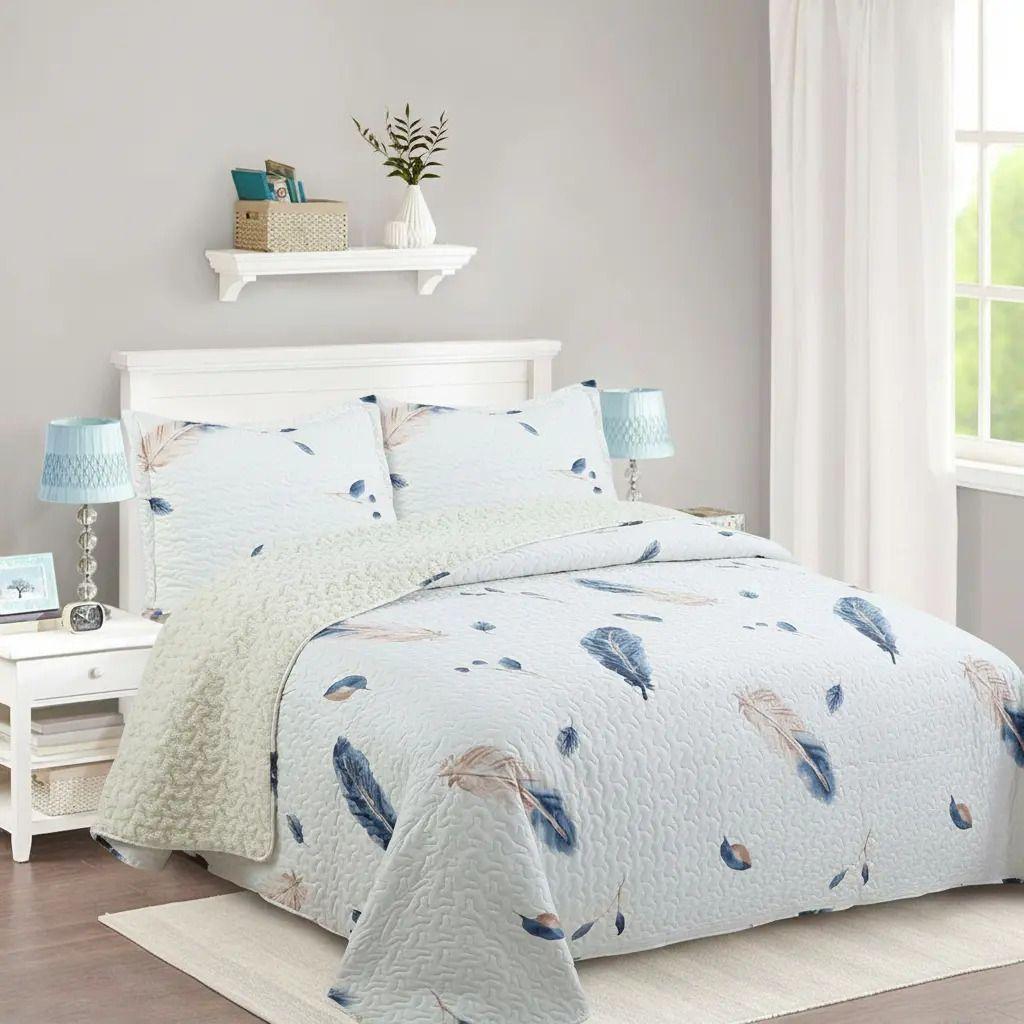 Cubrecama Quilt Sherpa 1.5 - Varios Modelos W.m G Agua Plumas-2
