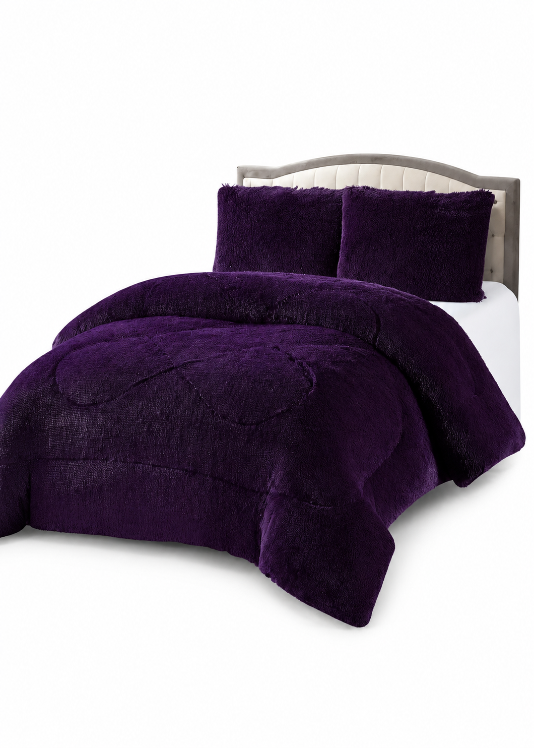 Plumon Pluch Para Colchón 2 Plazas Suave Y Cómoda Morado Peludo-0