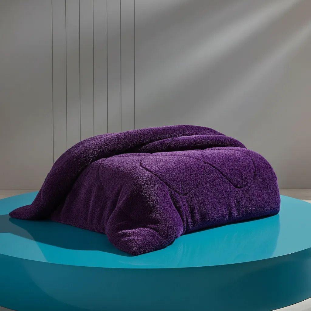 Plumon Pluch Para Colchón 2 Plazas Suave Y Cómoda Morado Peludo-5