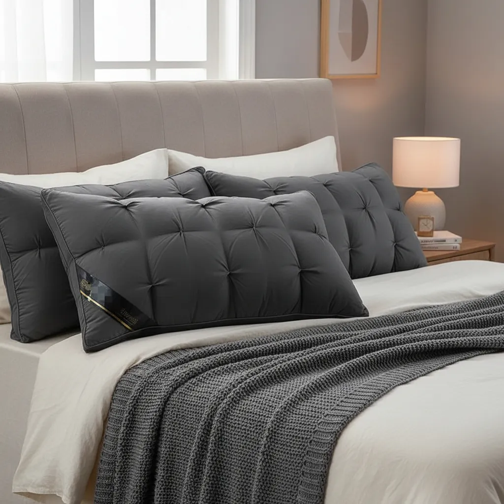 Almohadas Premium Pack ( 02 Unidad ) 50 X 70 Cm W.m Gz Gris Oscuro-5