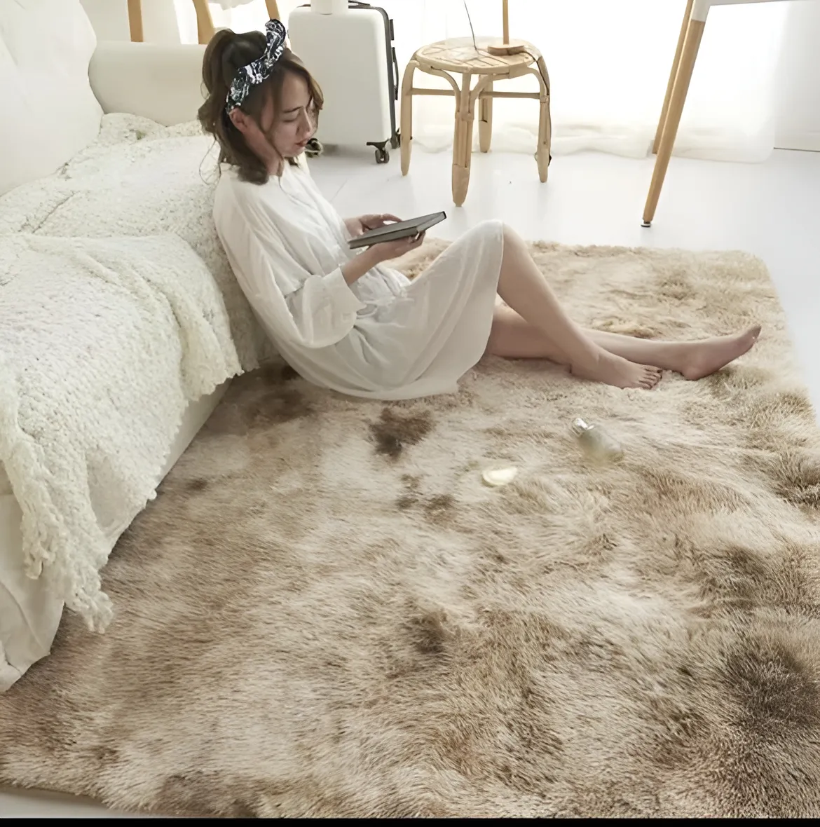 Alfombra Peluda Suave Y Cálida 200x300 2 M 3 M Jaspeada Cafe Jaspeada-3