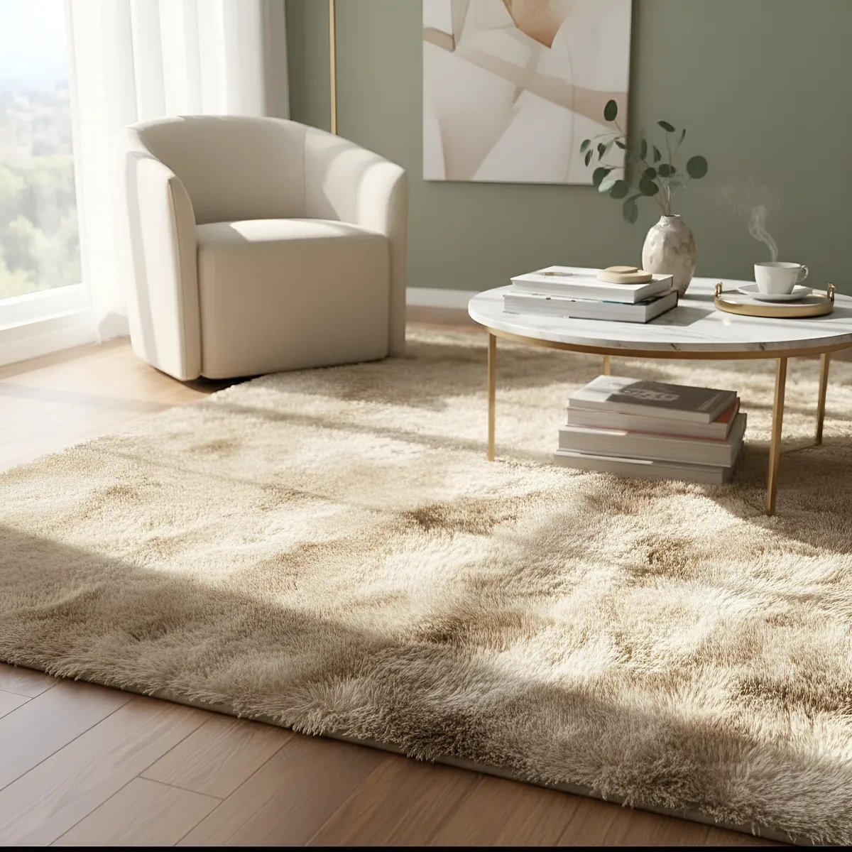 Alfombra Peluda Suave Y Cálida 200x300 2 M 3 M Jaspeada Cafe Jaspeada-4