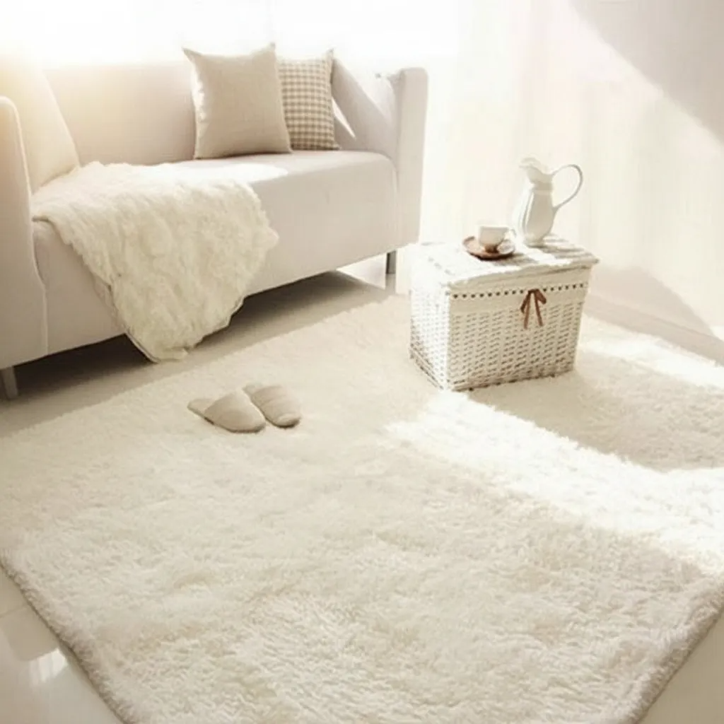 Alfombra Peluda Suave Y Cálida 200x300 2 M 3 M Peludita Blanco Marfil-5