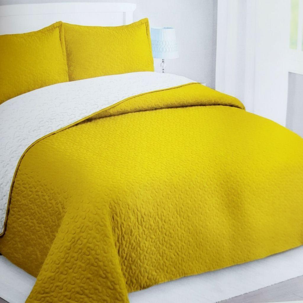 Cubrecama Quilt Sherpa 1.5 - Varios Modelos W.m G Amarillo Lisa-2