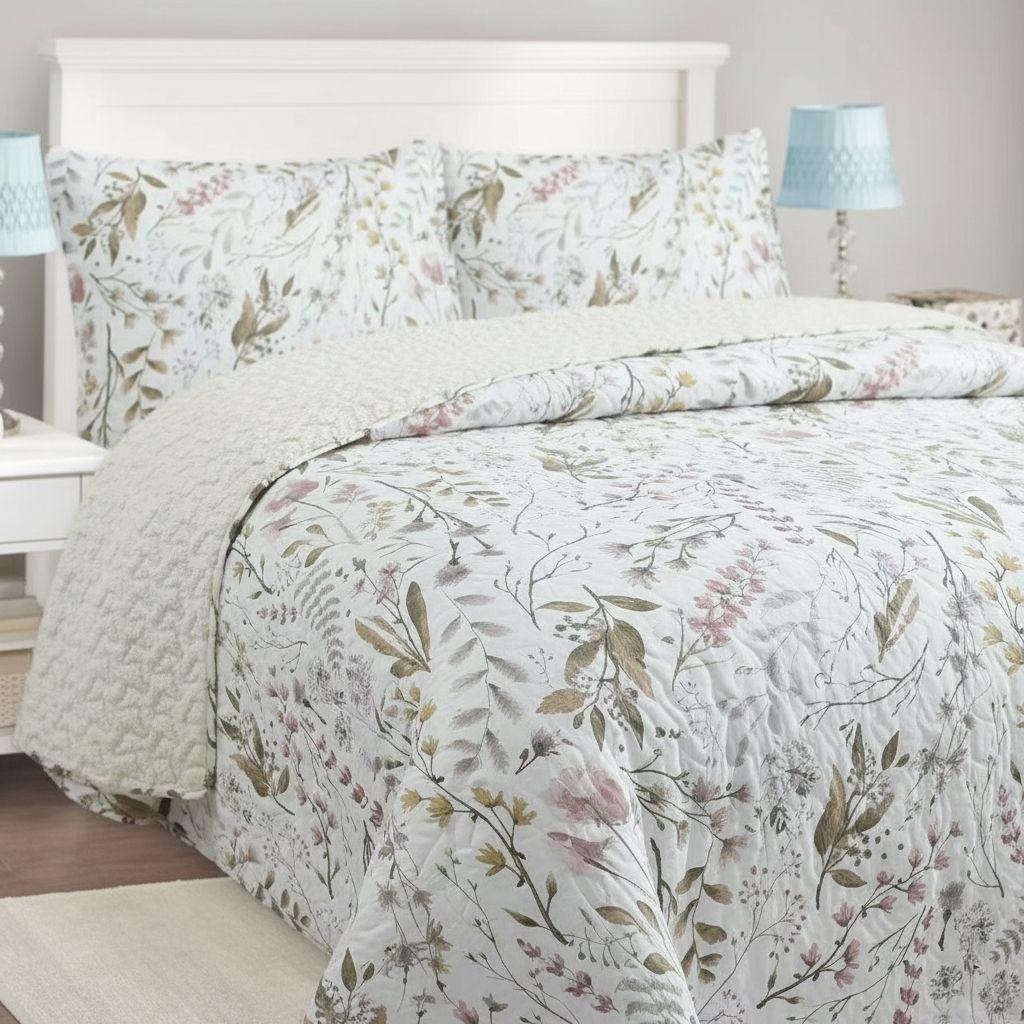 Cubrecama Quilt Sherpa 1.5 - Varios Modelos W.m G Azul Claro Diseño-2