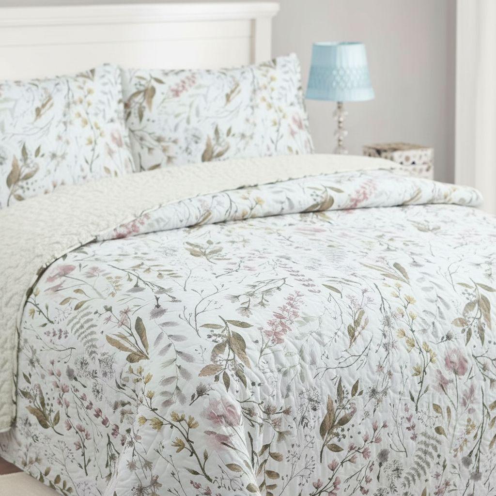 Cubrecama Quilt Sherpa 1.5 - Varios Modelos W.m G Azul Claro Diseño-4