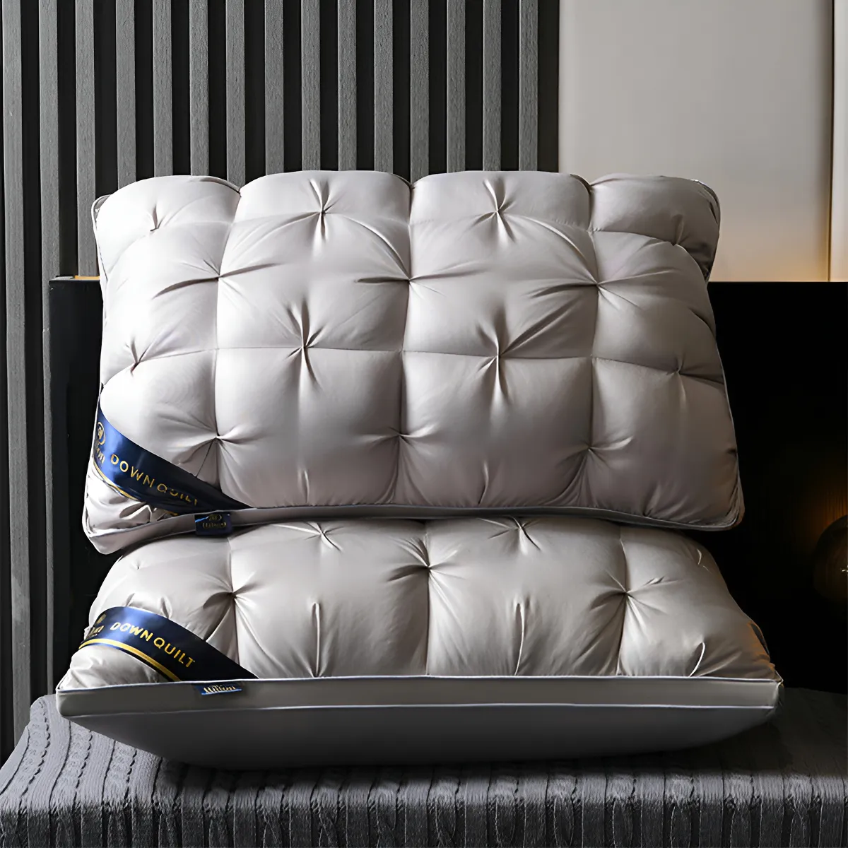 Almohadas Premium Pack ( 02 Unidad ) 50 X 70 Cm W.m Gz Gris Claro-2