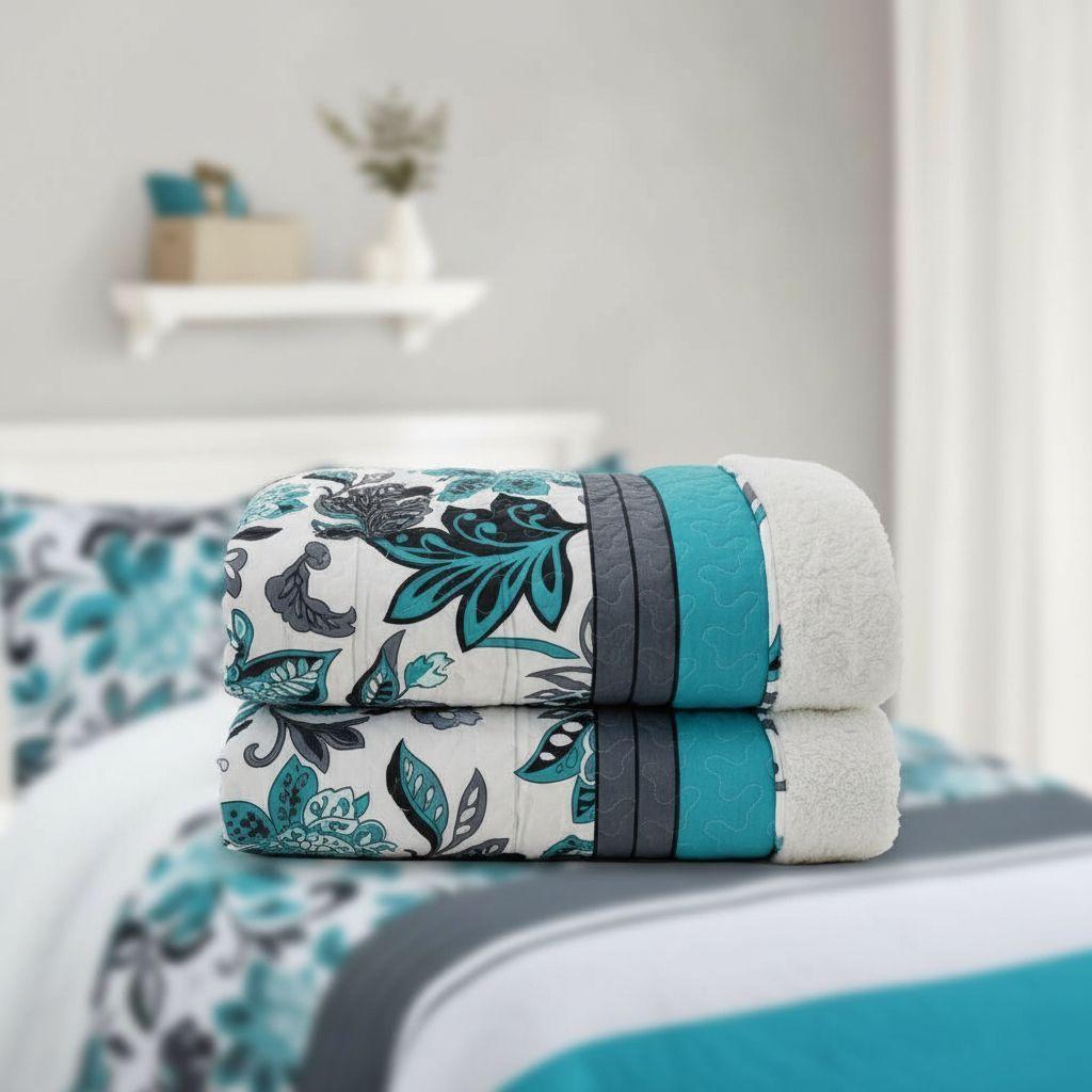 Cubrecama Quilt Sherpa 1.5 - Varios Modelos W.m G Azul Acero Diseño.-3