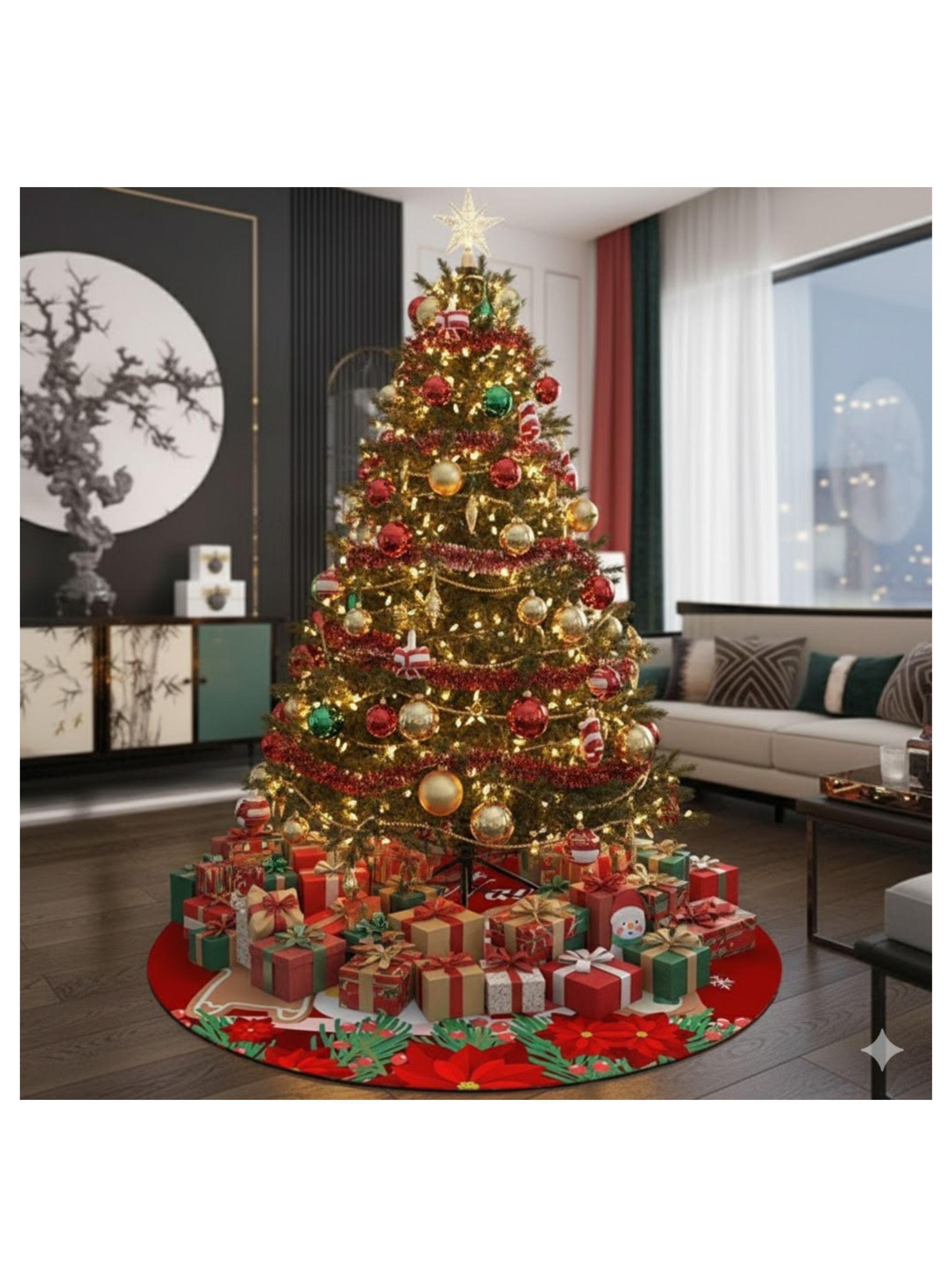 ALFOMBRA REDONDA NAVIDEÑA 90 CM FELIZ NAVIDAD GBEA -2