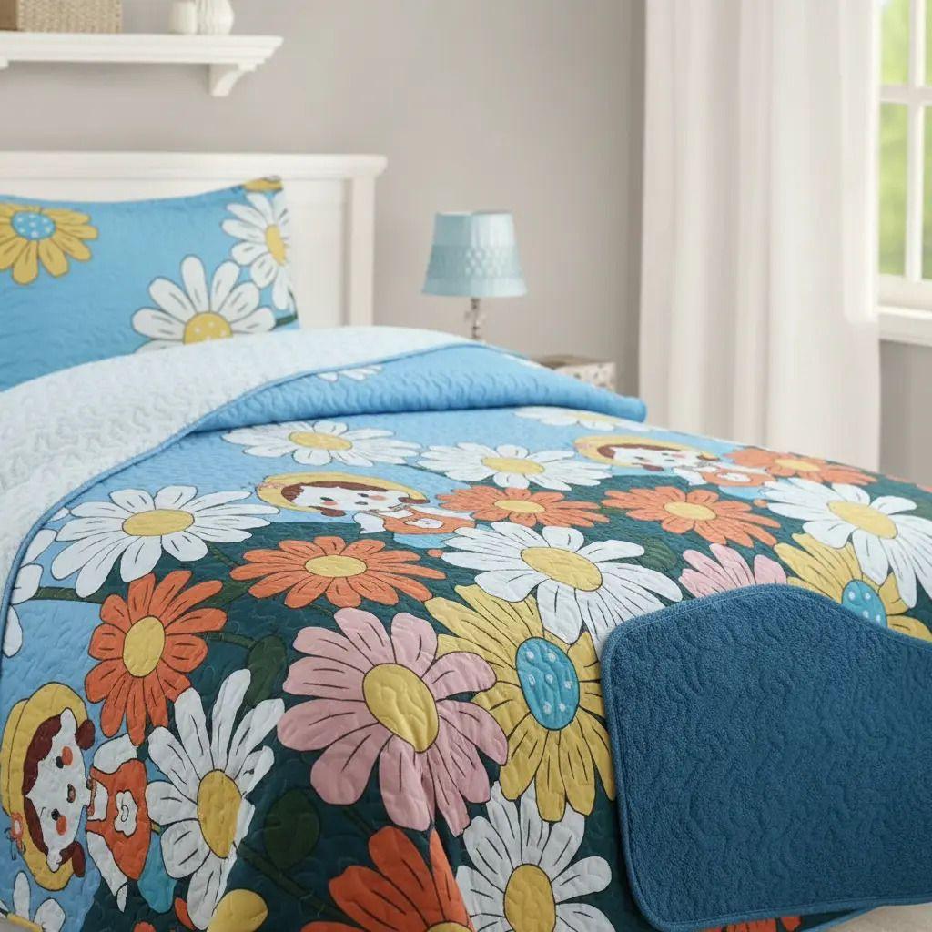 Cubrecama Quilt Sherpa 1.5 - Varios Modelos W.m G Agua Flores-2