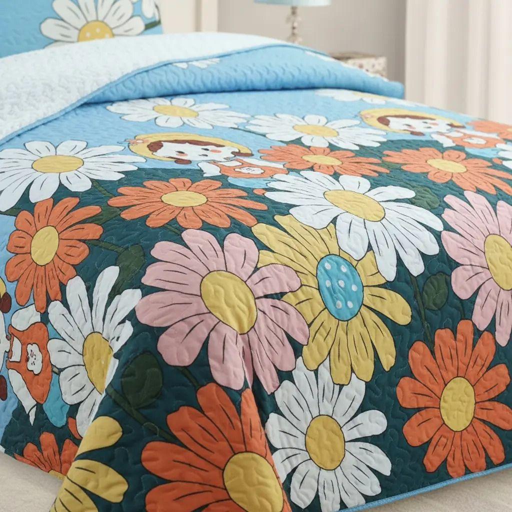 Cubrecama Quilt Sherpa 1.5 - Varios Modelos W.m G Agua Flores-3