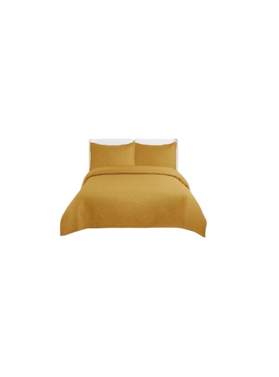 Cubrecama texturizado de verano King Amarillo Mostaza-0