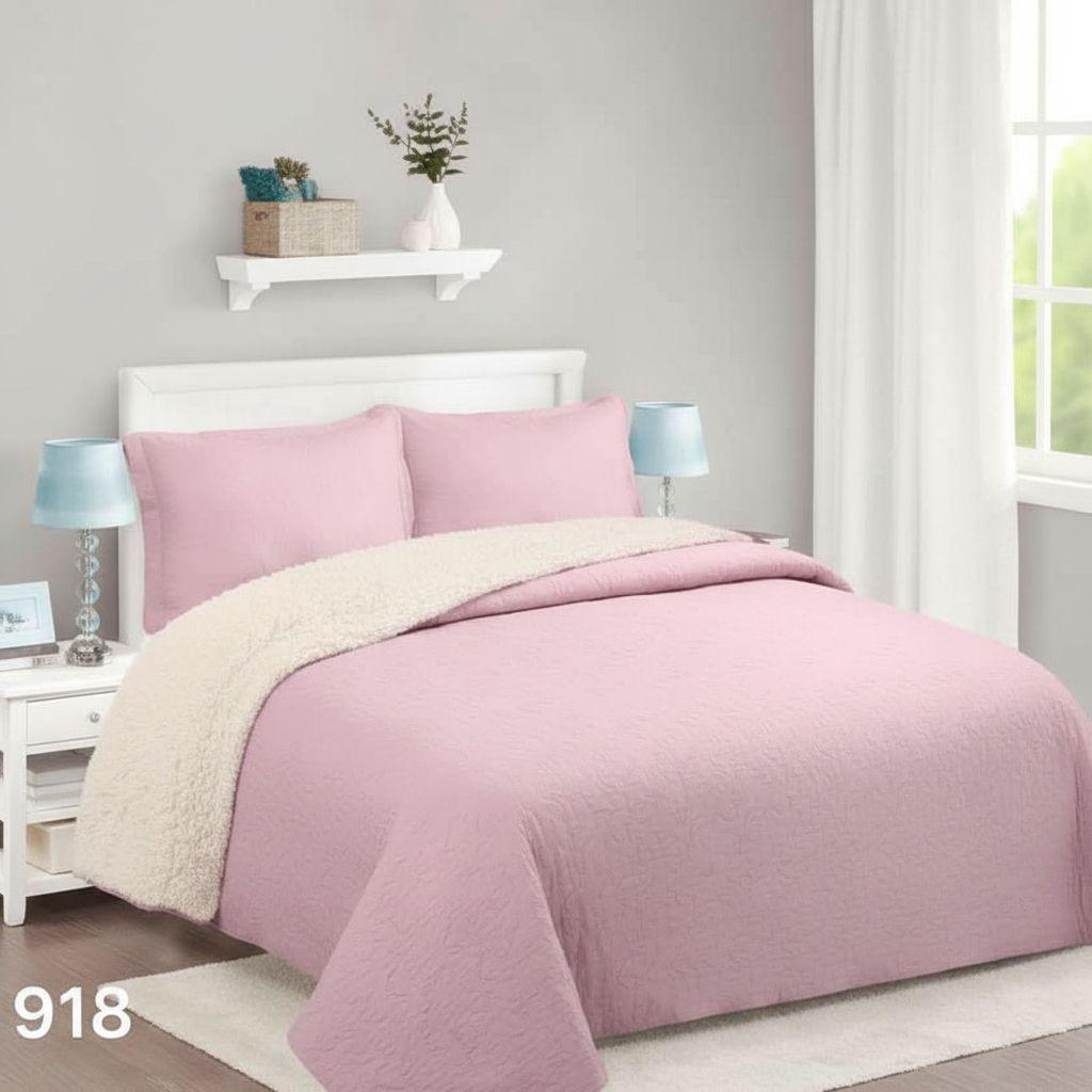 Cubrecama Quilt Sherpa 1.5 - Varios Modelos W.m G Coral Claro Lisa-2