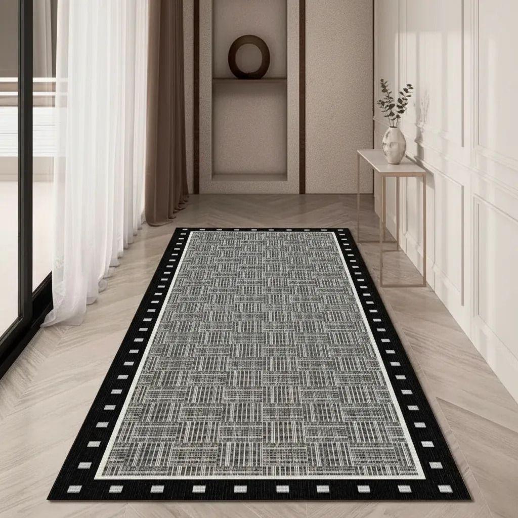 Alfombra Pasillera 3d Decorativa W.m G Moderna 1.8 M 60 Cm Gris linea gris-3