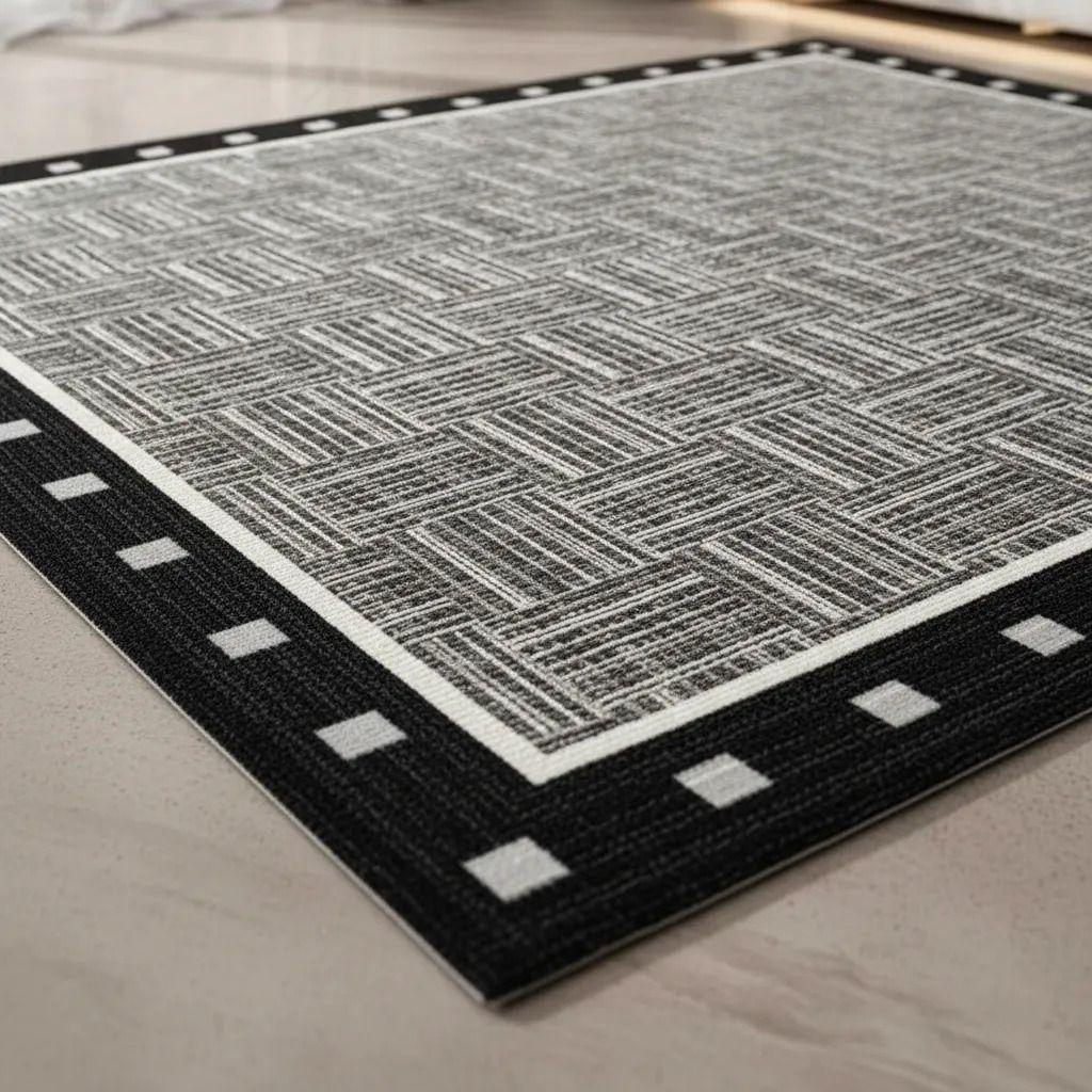 Alfombra Pasillera 3d Decorativa W.m G Moderna 1.8 M 60 Cm Gris linea gris-4