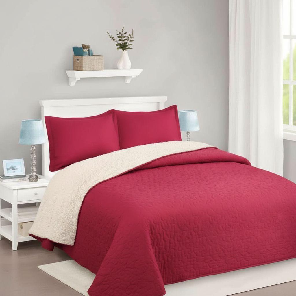 Cubrecama Quilt Sherpa 1.5 - Varios Modelos W.m G Burdeo Lisa-2