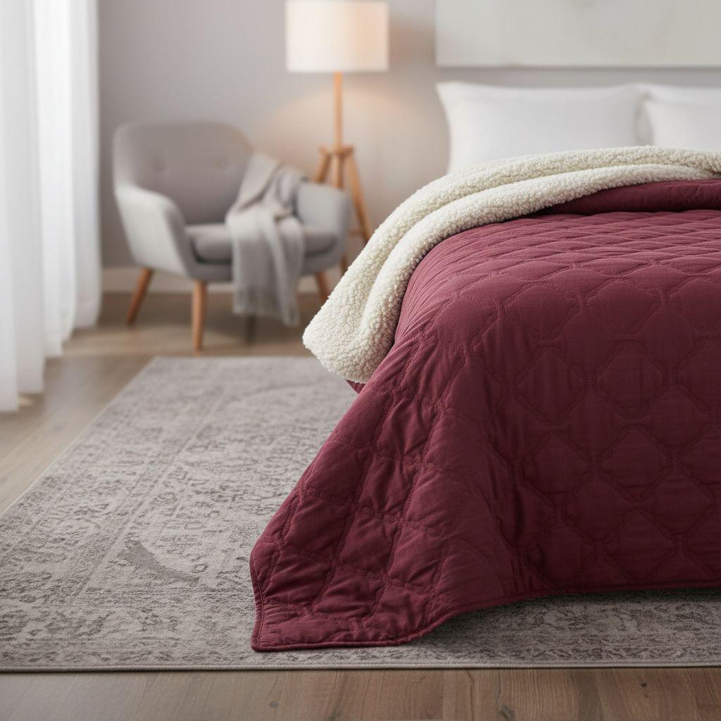 Cubrecama Quilt Sherpa 1.5 - Varios Modelos W.m G Burdeo Lisa-3