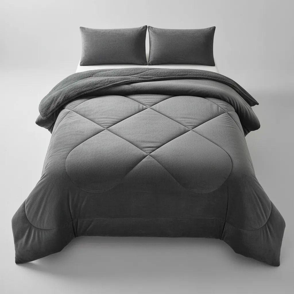 Plumon Pluch Para Colchón 1.5 Plazas Suave Y Cómoda Gris Oscuro Liso-4