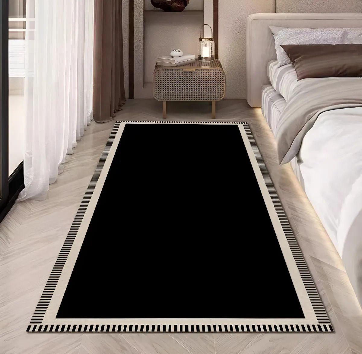 Alfombra Pasillera 3d Decorativa W.m G Moderna 1.8 M 60 Cm Negro-3