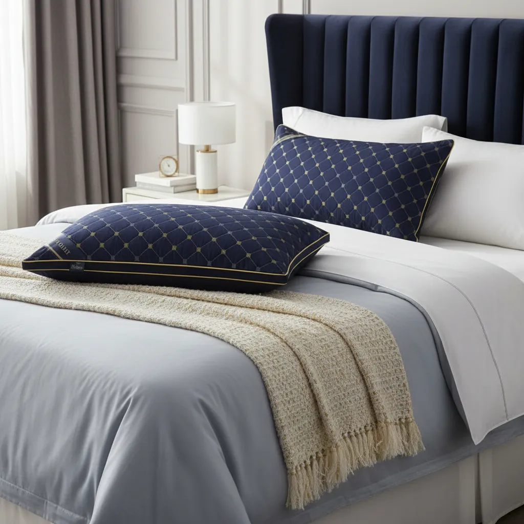 Almohadas Premium Pack ( 02 Unidad ) 50 X 70 Cm W.m Gz Azul Marino-5