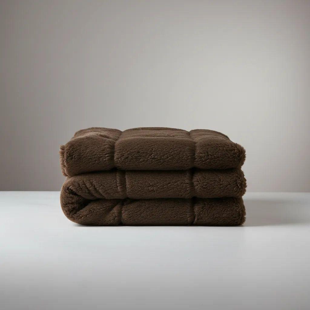 Plumon De Invierno Peludos Con Chiporro 2 Plazas Cafe Peludo-5