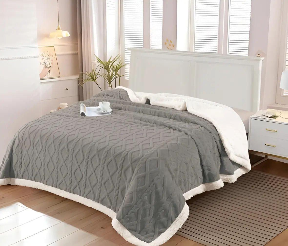 Frazada W.mg Trensado 2 Plazas 230x200 Cm Ligera 1.65 Kg Gris Oscuro-3