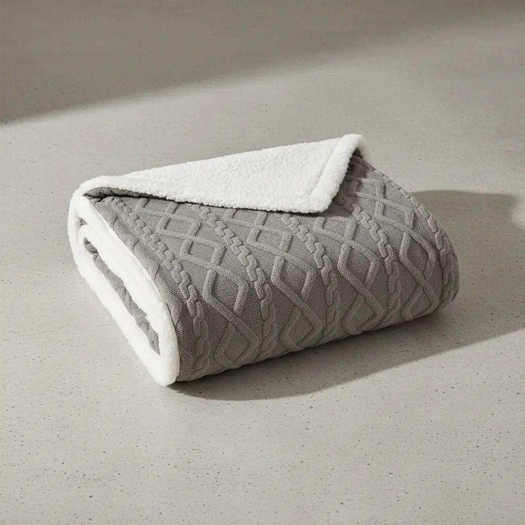 Frazada W.mg Trensado 2 Plazas 230x200 Cm Ligera 1.65 Kg Gris Oscuro-5