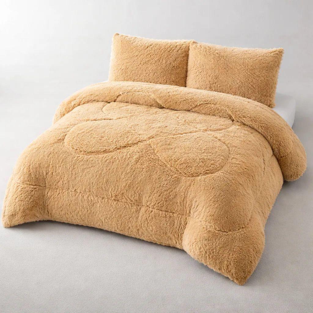 Plumon De Invierno Peludos Con Chiporro 2 Plazas Beige Peludo-3
