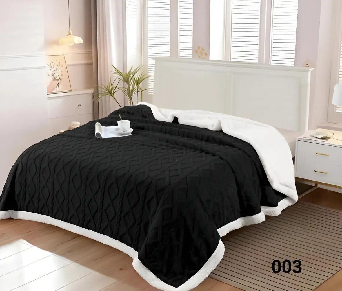 Frazada W.mg Trensado 2 Plazas 230x200 Cm Ligera 1.65 Kg Negro-2