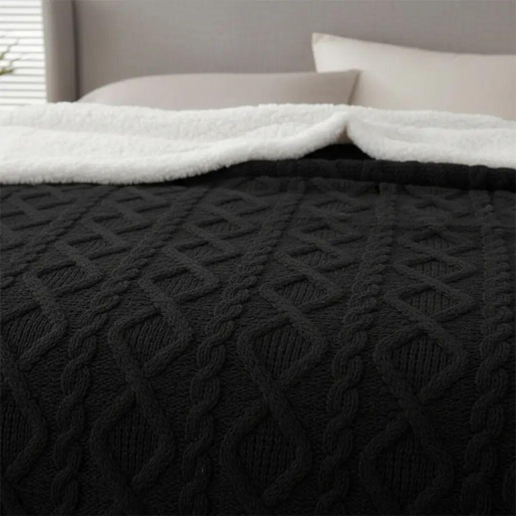 Frazada W.mg Trensado 2 Plazas 230x200 Cm Ligera 1.65 Kg Negro-3