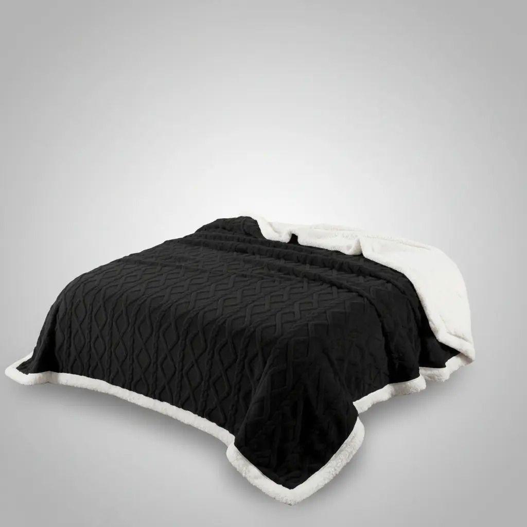 Frazada W.mg Trensado 2 Plazas 230x200 Cm Ligera 1.65 Kg Negro-4