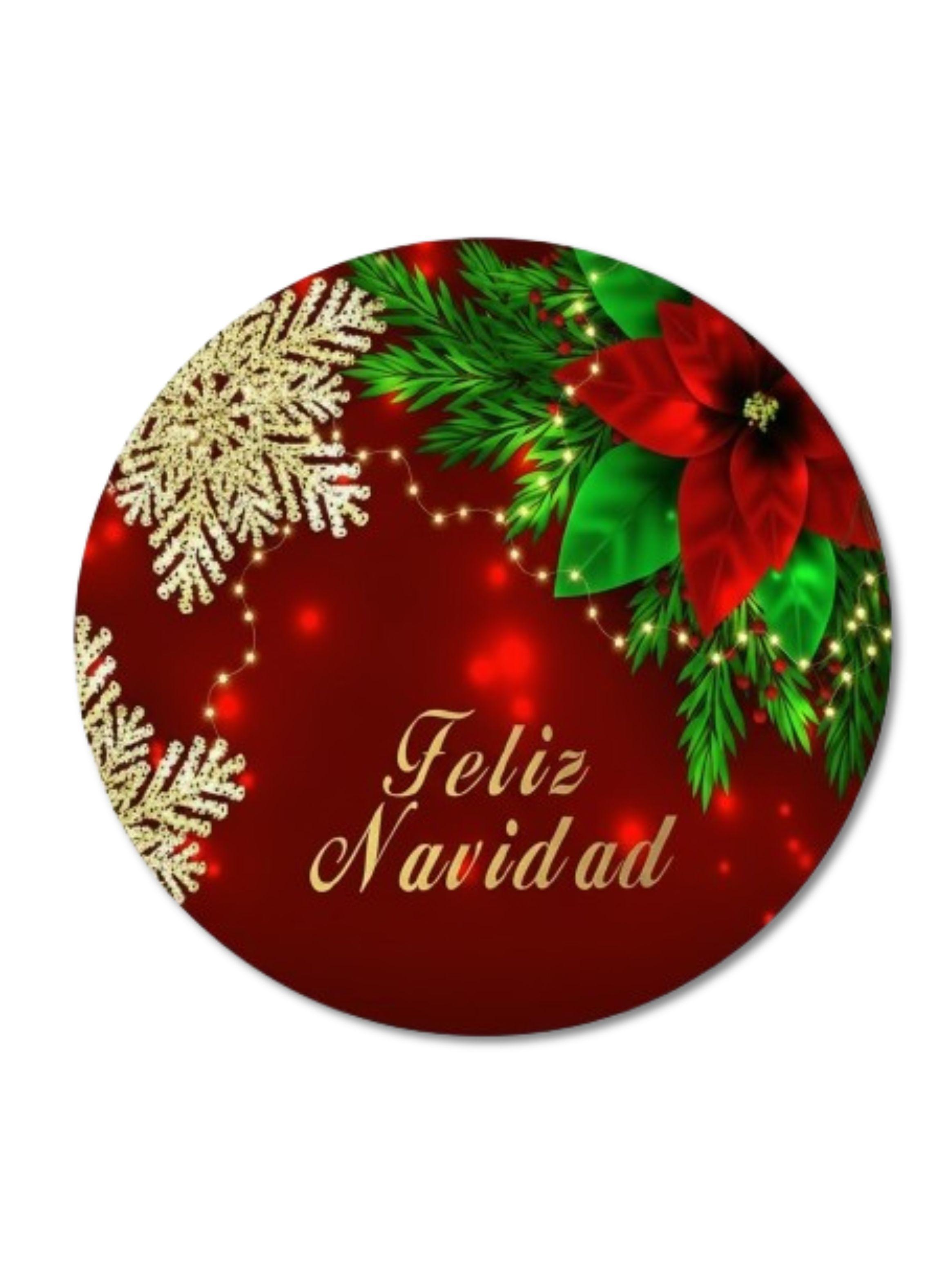 ALFOMBRA REDONDA NAVIDEÑA 90 CM FELIZ NAVIDAD FLOR GBEA -0