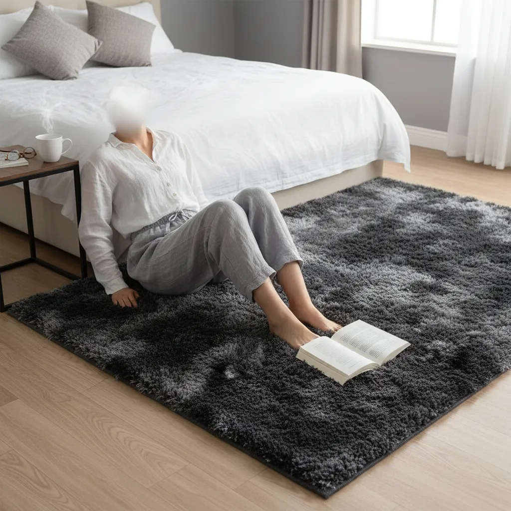 Alfombra Peluda Suave Y Cálida 200x300 2 M 3 M Jaspeado Negra Jaspeado-2