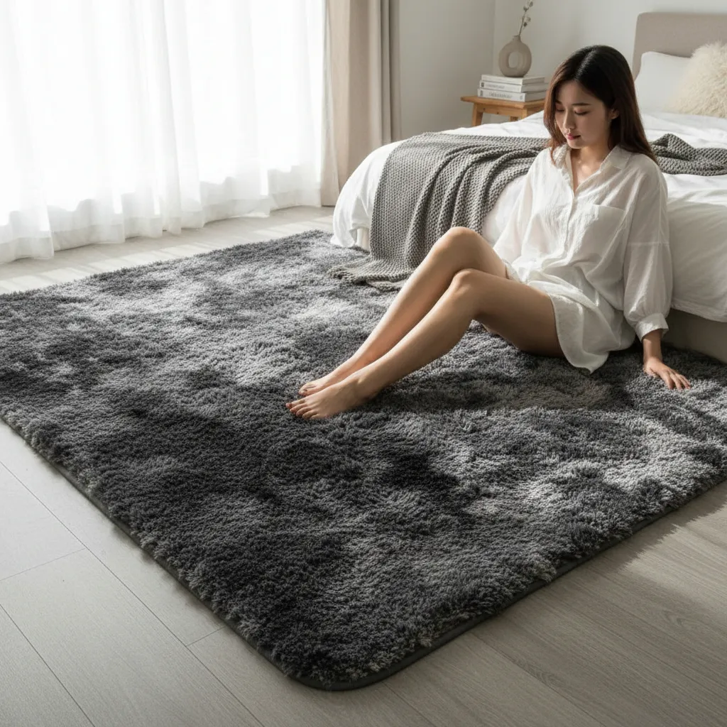 Alfombra Peluda Suave Y Cálida 200x300 2 M 3 M Jaspeado Negra Jaspeado-4