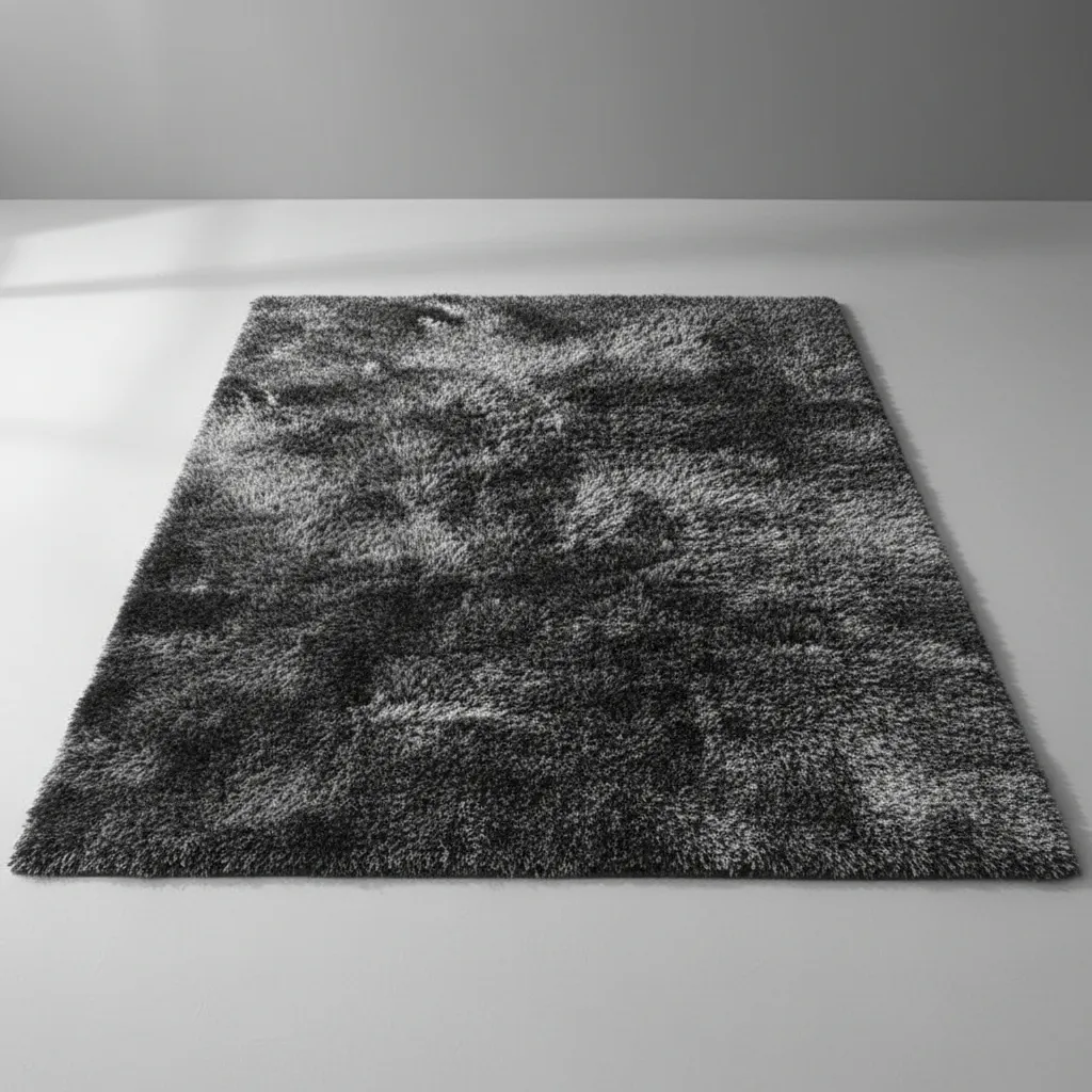 Alfombra Peluda Suave Y Cálida 200x300 2 M 3 M Jaspeado Negra Jaspeado-6