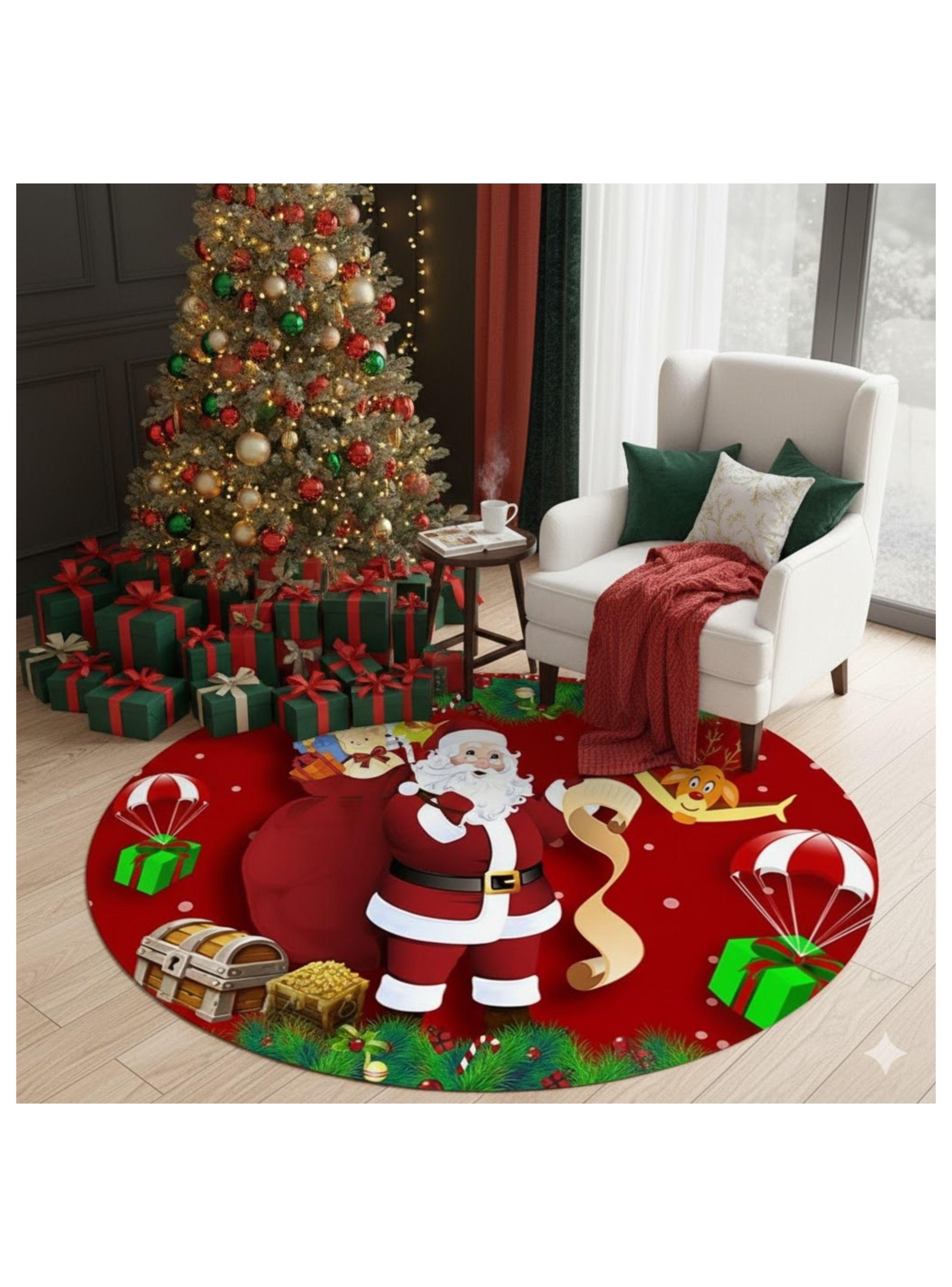 ALFOMBRA REDONDA NAVIDEÑA 90 CM VIEJO PASCUERO GBEA-1