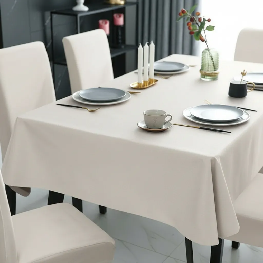 Mantel Rectangular 1.5x2.3 Mas 6 Fundas De Sillas W.m G Z Beige Liso-3