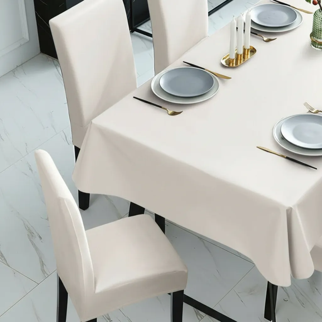 Mantel Rectangular 1.5x2.3 Mas 6 Fundas De Sillas W.m G Z Beige Liso-4