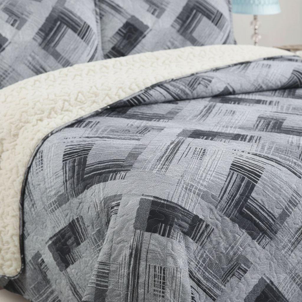 Cubrecama Quilt Sherpa 1.5 - Varios Modelos W.m G Blanco Diseño-2